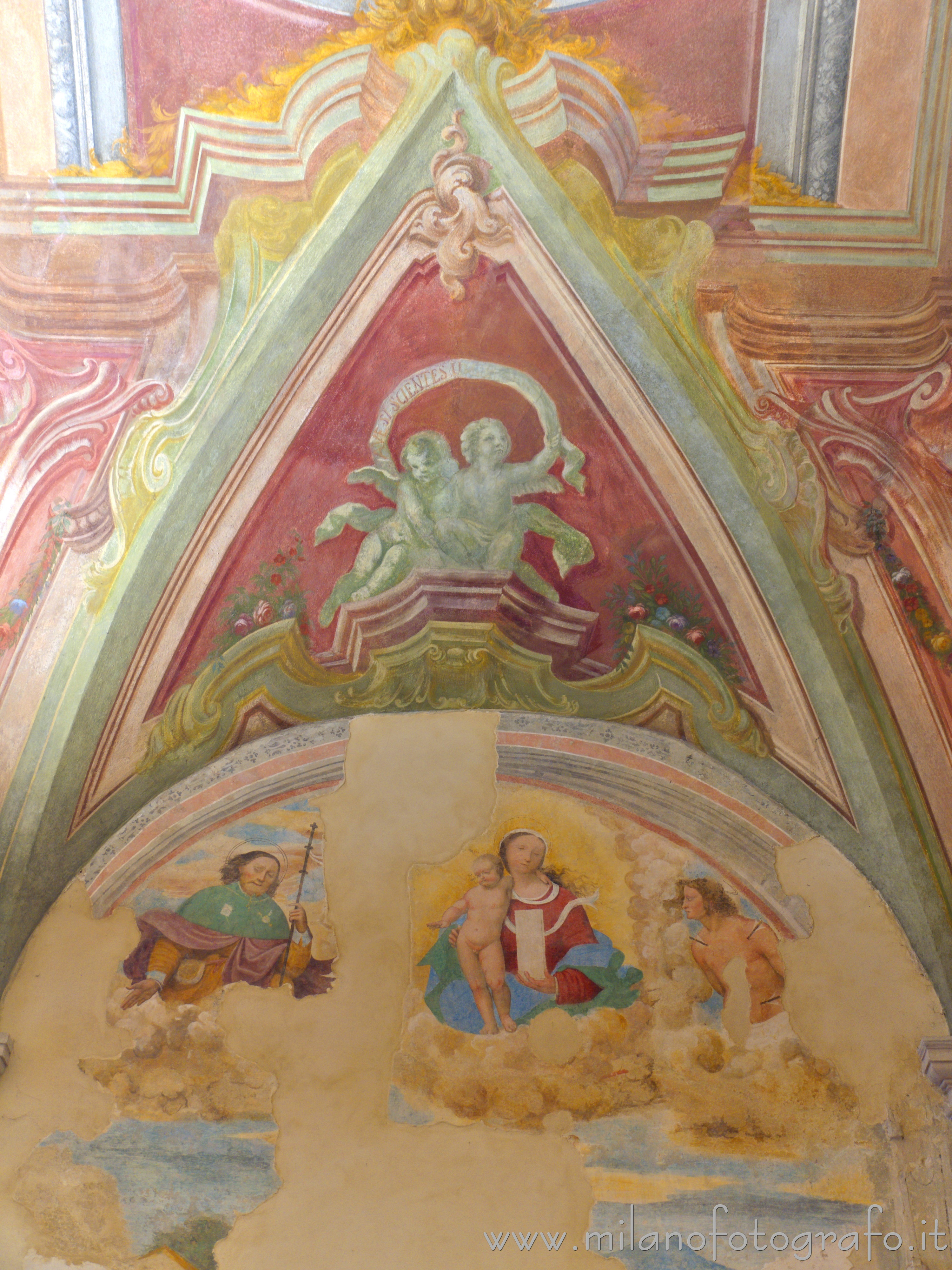 Milan (Italy) - Detail of the frescos inside the Sanctuary of Our Lady of Grace at Ortica